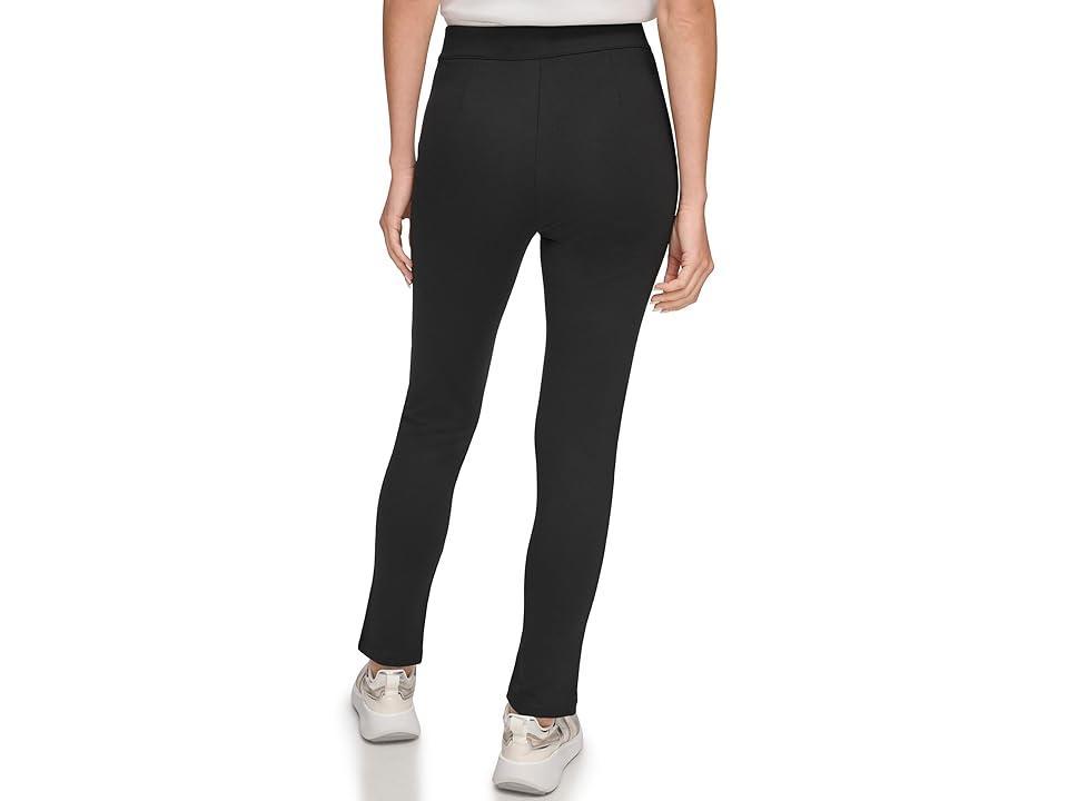 DKNY Pull-On Front Slit Ponte Pants Women's Clothing Product Image