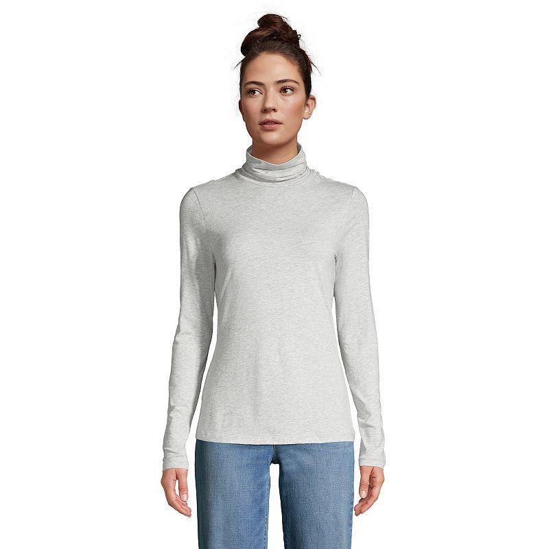 Lands End Womens Tall Lightweight Jersey Skimming Long Sleeve Turtleneck Product Image