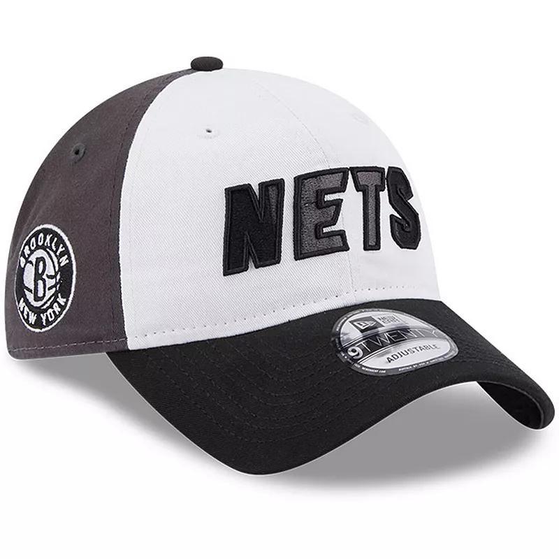 Mens New Era White/Black Brooklyn Nets Back Half 9TWENTY Adjustable Hat Product Image