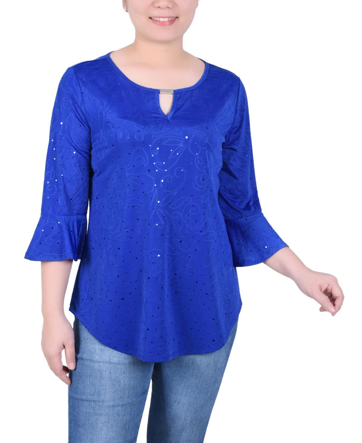 Ny Collection Petite 3/4 Bell Sleeve Top with Hardware Product Image