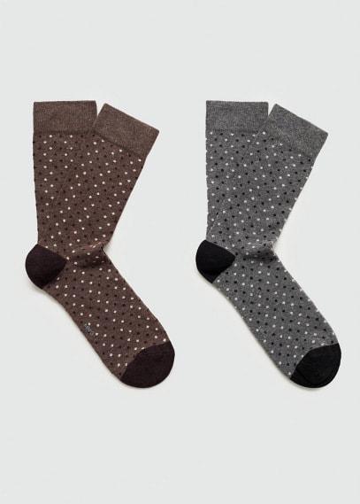 MANGO MAN - Pack of 2 cotton socks with embroidered detail blackMen Product Image