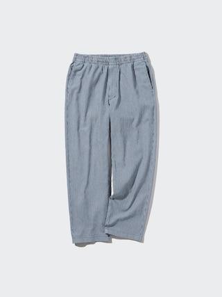 Mens Cotton Relaxed Ankle Pants (Hickory) Blue Large UNIQLO US Product Image