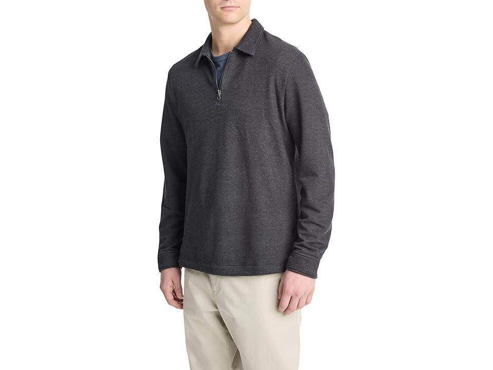 Vince Diagonal Terry Quarter Zip Polo (Heather ) Men's Short Sleeve Knit Product Image