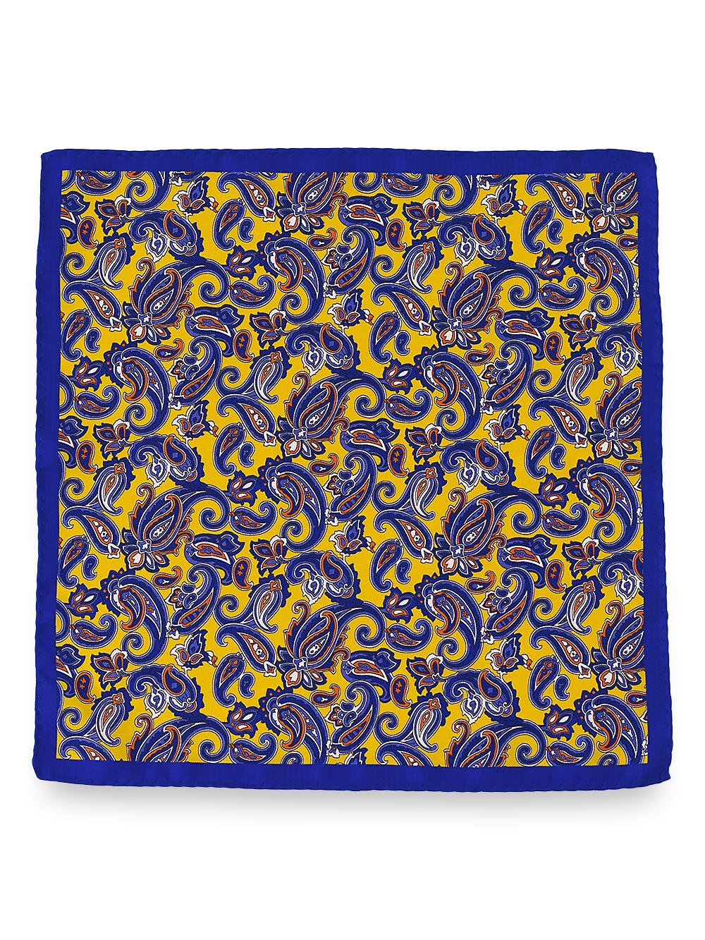 Paisley Silk Pocket Square - Yellow/blue Product Image