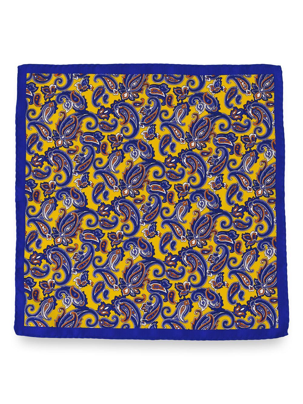 Paisley Silk Pocket Square - Yellow/blue Product Image