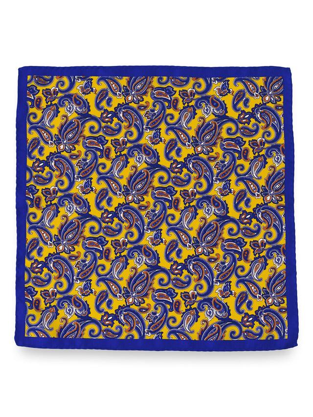 Paisley Silk Pocket Square - Yellow/blue Product Image