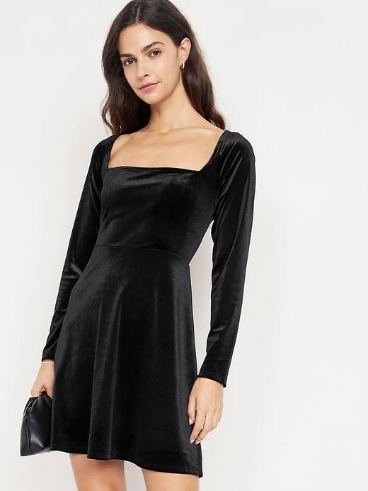 Fit &amp; Flare Velvet Mini Dress Product Image