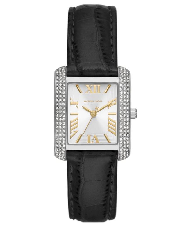 Mini Emery Pavé Silver-Tone and Crocodile Embossed Leather Watch Product Image