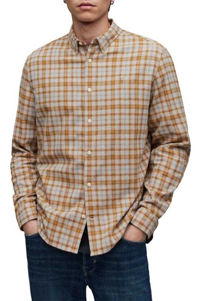 Sonny Plaid Flannel Button-up Shirt In Faded Taupe Product Image