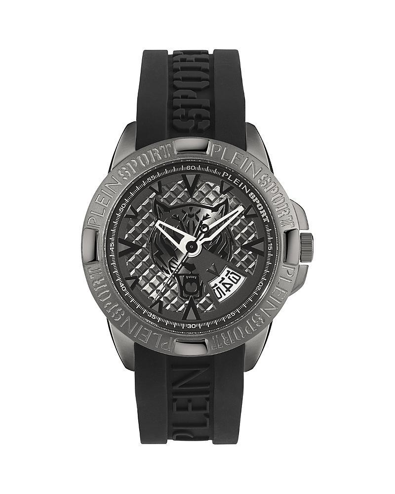 Plein Sport Mens Touchdown Black Silicone Strap Watch 44mm - Black Product Image