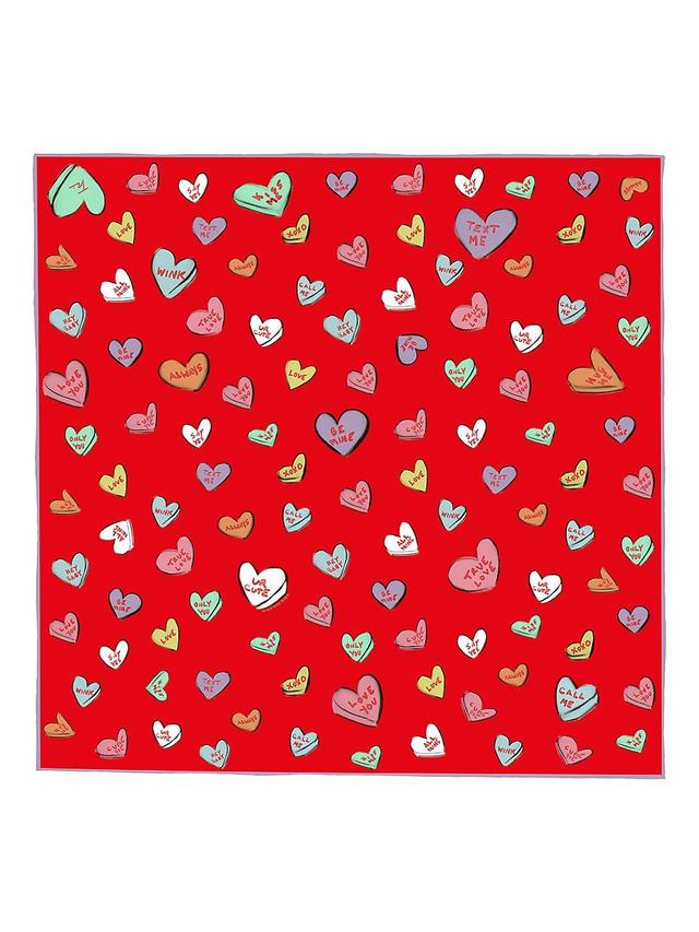 Womens Love Hearts Silk Scarf Product Image