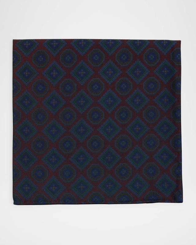 Men's Mulberry Silk Medallion Pocket Square Product Image