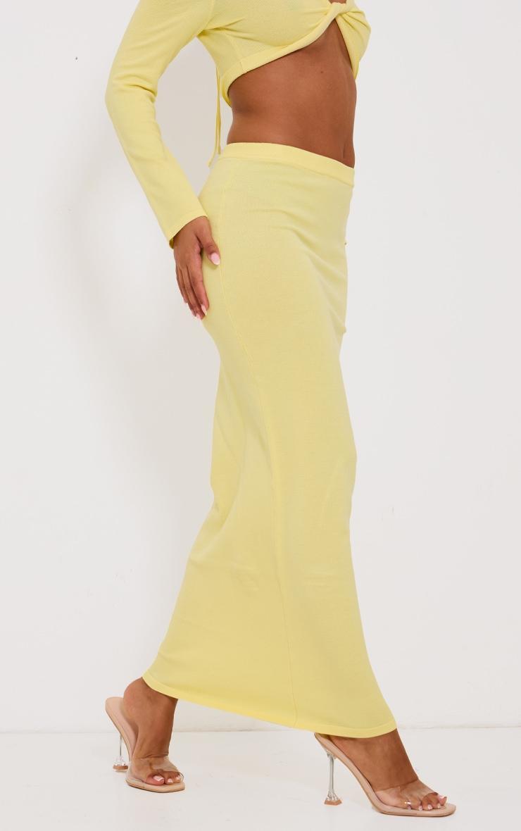 Petite Yellow Knitted Tie Waist Maxi Skirt Product Image