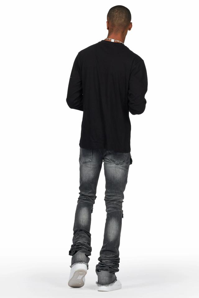 Piet Dark Grey Cargo Super Stacked Flare Jean Male Product Image