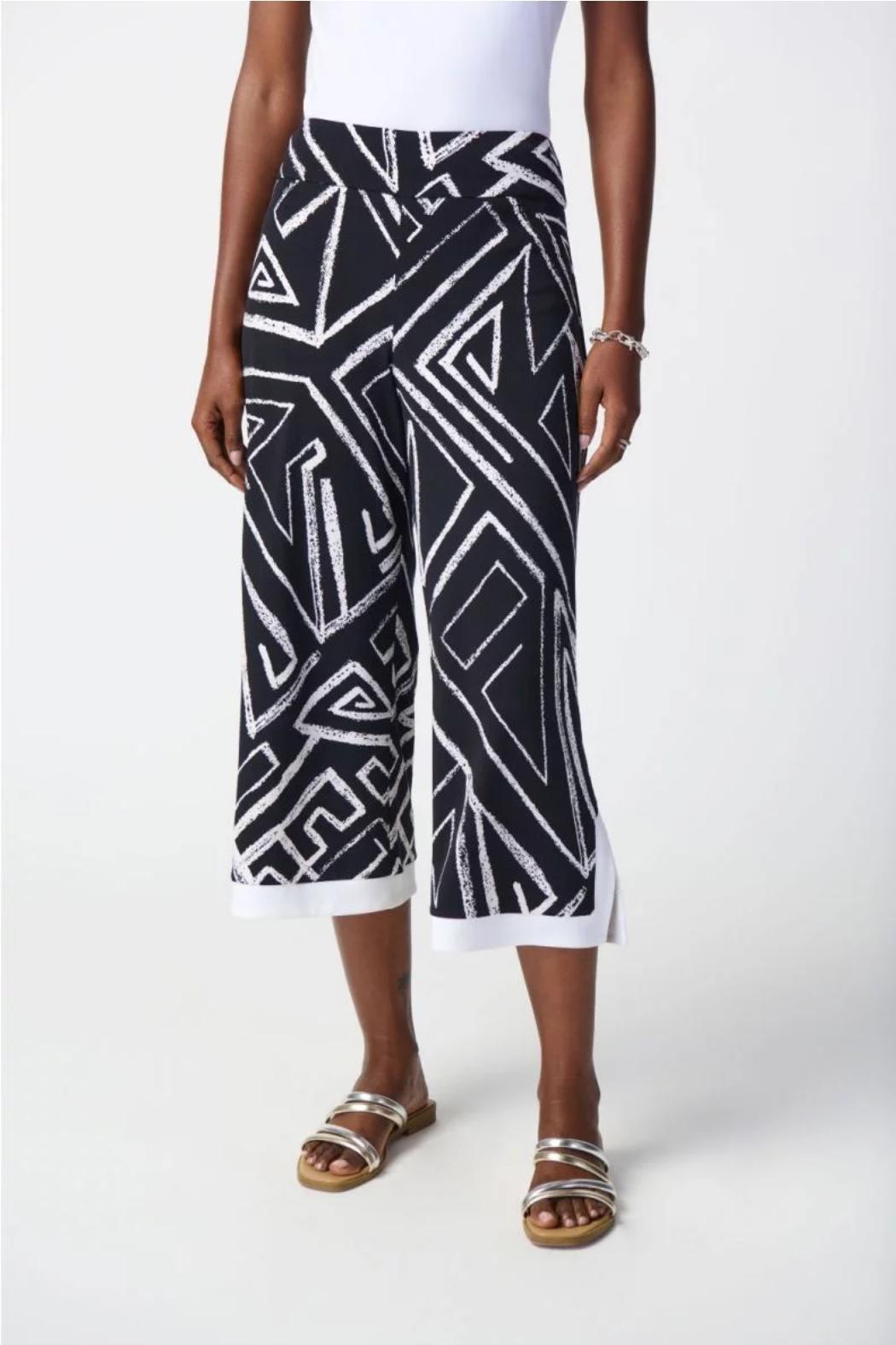 Midnight/Vanilla Abstract Print Culotte Pants Style Product Image