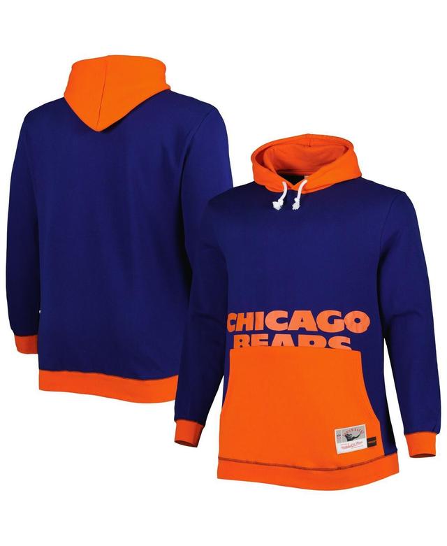 Mens Mitchell & Ness Navy and Orange Chicago Bears Big and Tall Big Face Pullover Hoodie - Navy Product Image