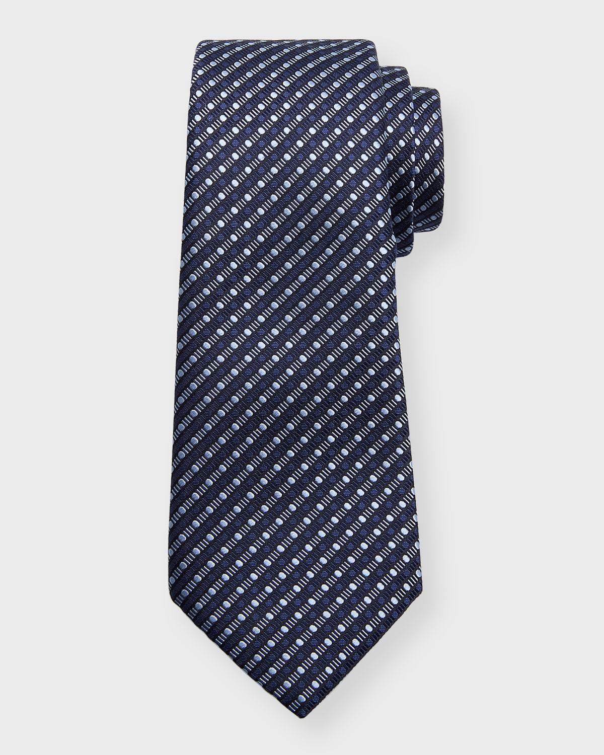 Men's Silk Jacquard Geometric Stripe Tie Product Image