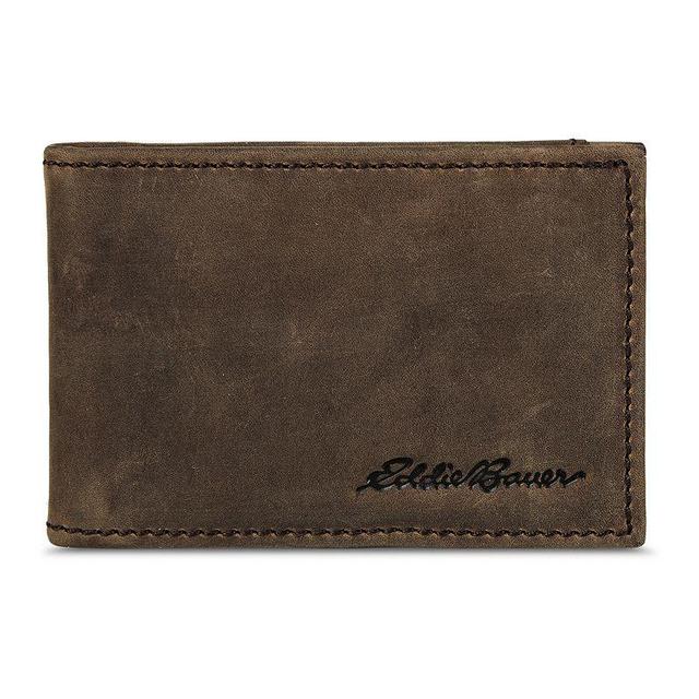 Mens Eddie Bauer Money Clip Bifold Embossed Wallet, Med Brown Product Image