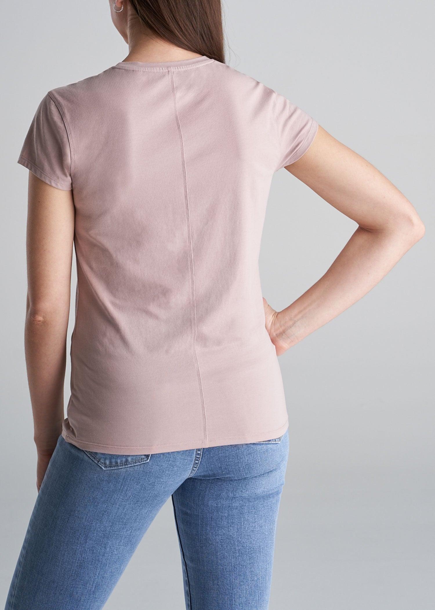 Women's SLIM-FIT Crewneck Cap Sleeve Tall Tee in Ballerina Pink Product Image