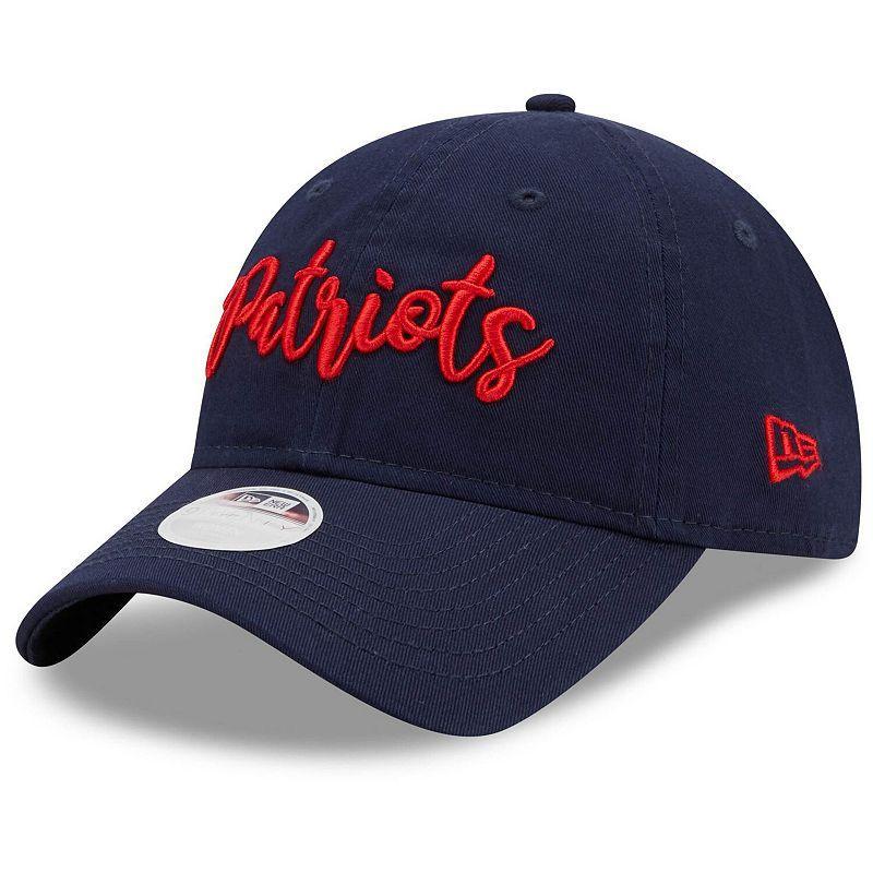 Womens New Era New England Patriots Script 9TWENTY Adjustable Hat, Blue Product Image