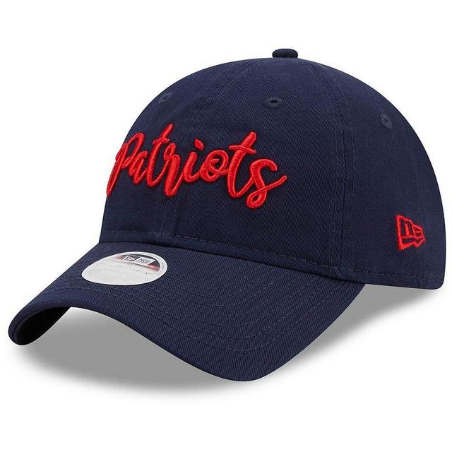 Womens New Era New England Patriots Script 9TWENTY Adjustable Hat, Blue Product Image