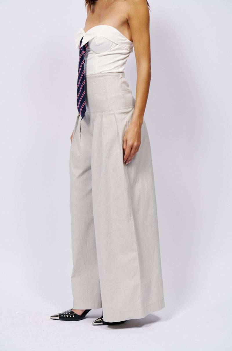 LUNA HIGH WAISTED WIDE LEG LINEN TROUSER Product Image