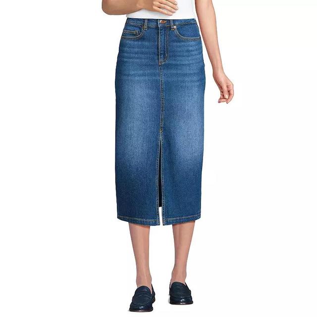 Womens Lands End Denim Midi Column Skirt Product Image