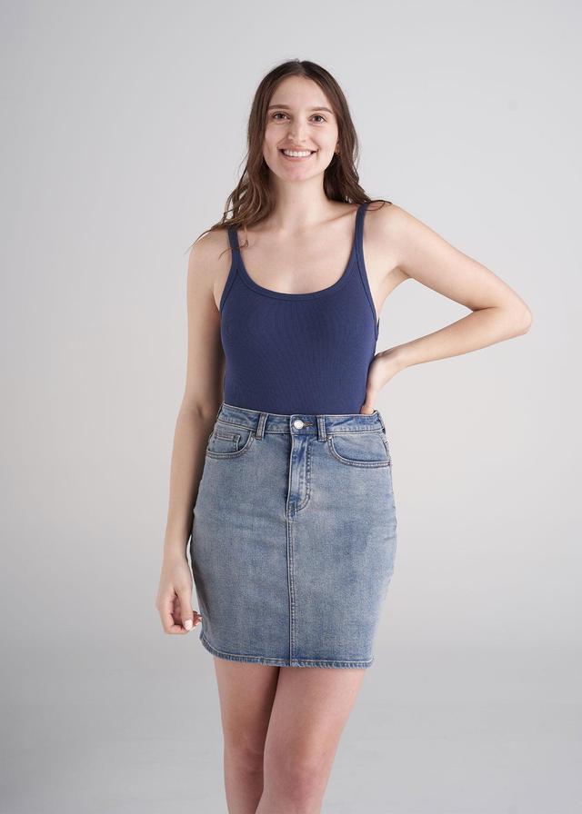 Ribbed Tank in Navy - Women's Tall Tank Tops Product Image