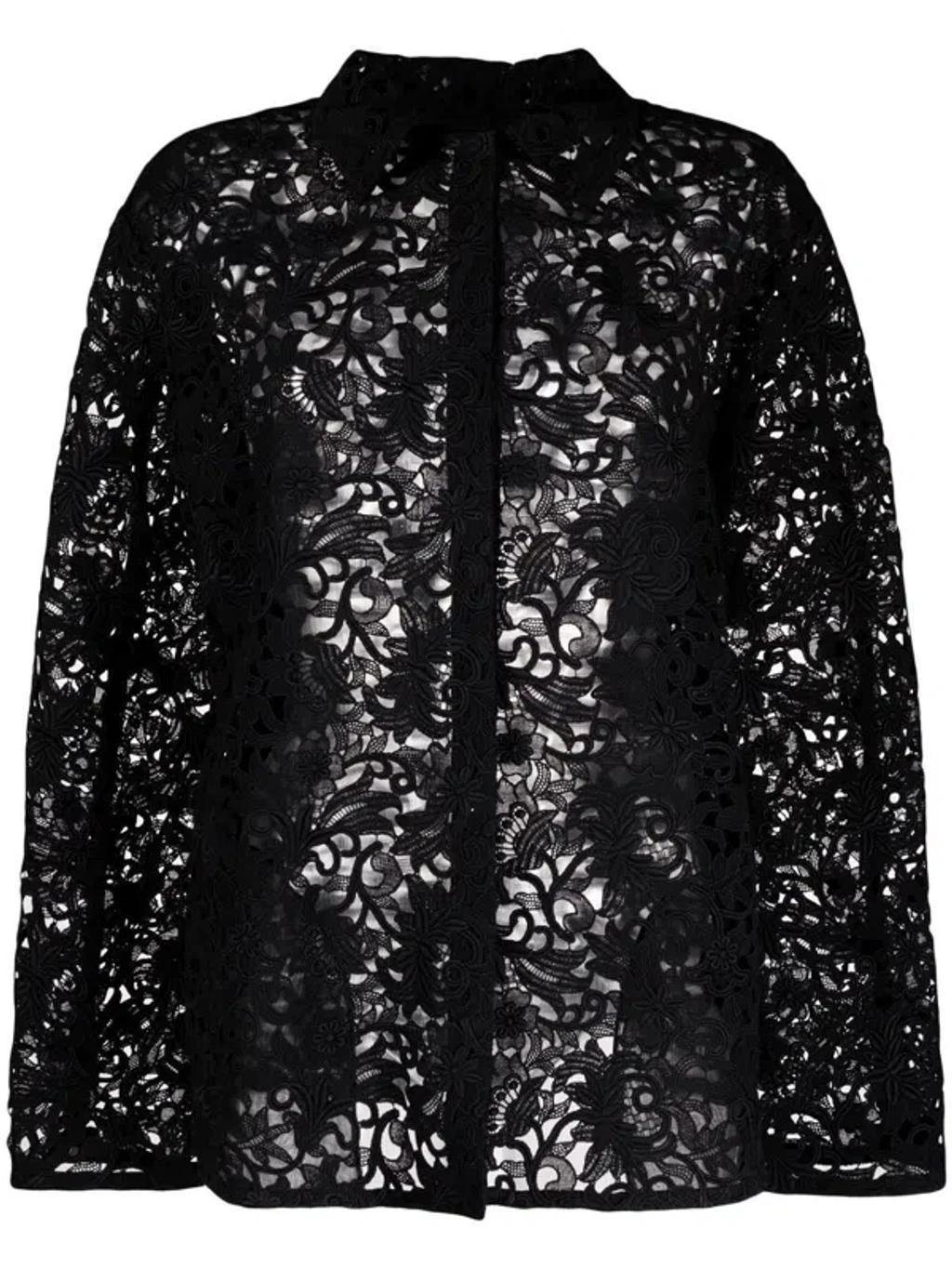 Women's Floral Lace Shirt Jacket In Nero Product Image