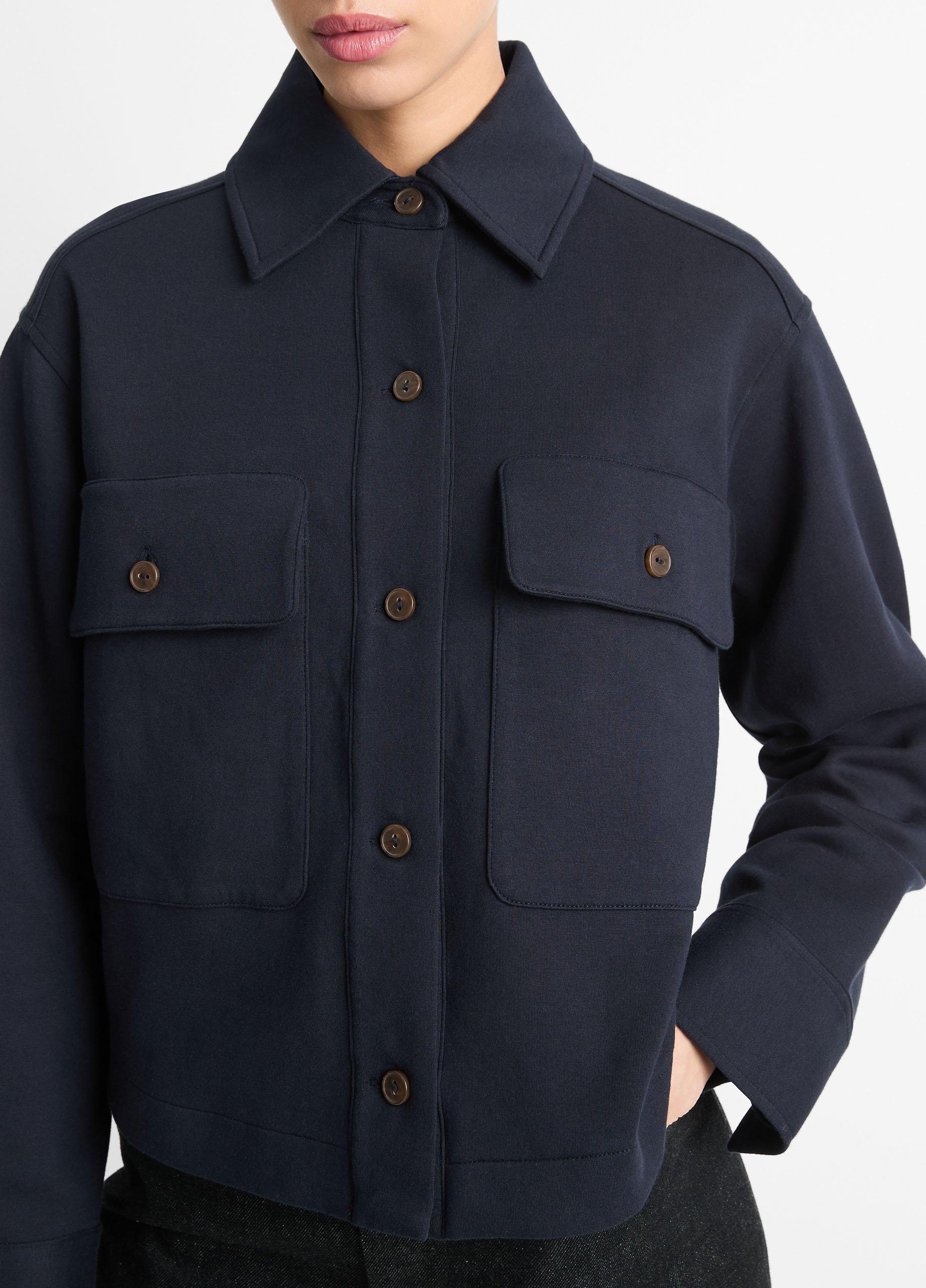 Double-Knit Cotton-Blend Cropped Jacket Product Image