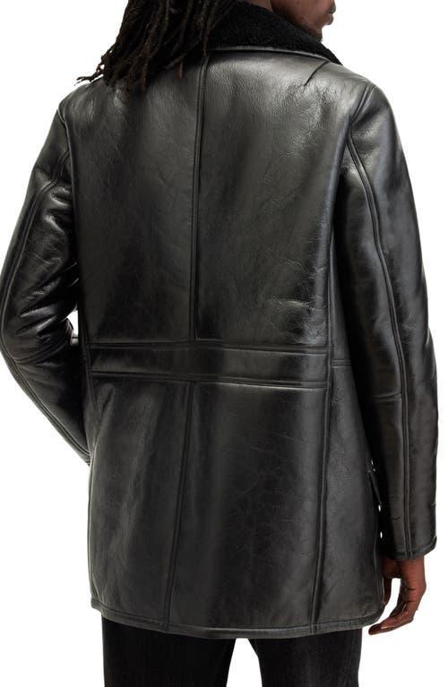 ALLSAINTS Selkirk Double Breasted Shearling Coat In Black/black Product Image