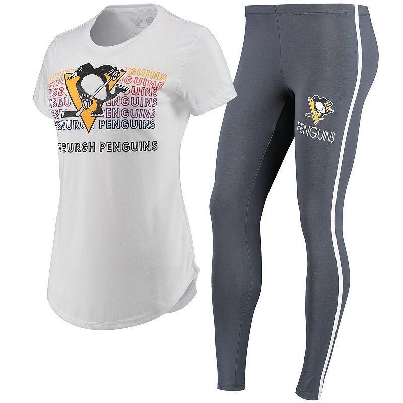 Womens Concepts Sport /Charcoal Pittsburgh Penguins Sonata T-Shirt & Leggings Set Product Image