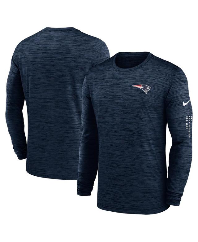 Men's Navy New England Patriots Velocity Long Sleeve T-shirt Product Image