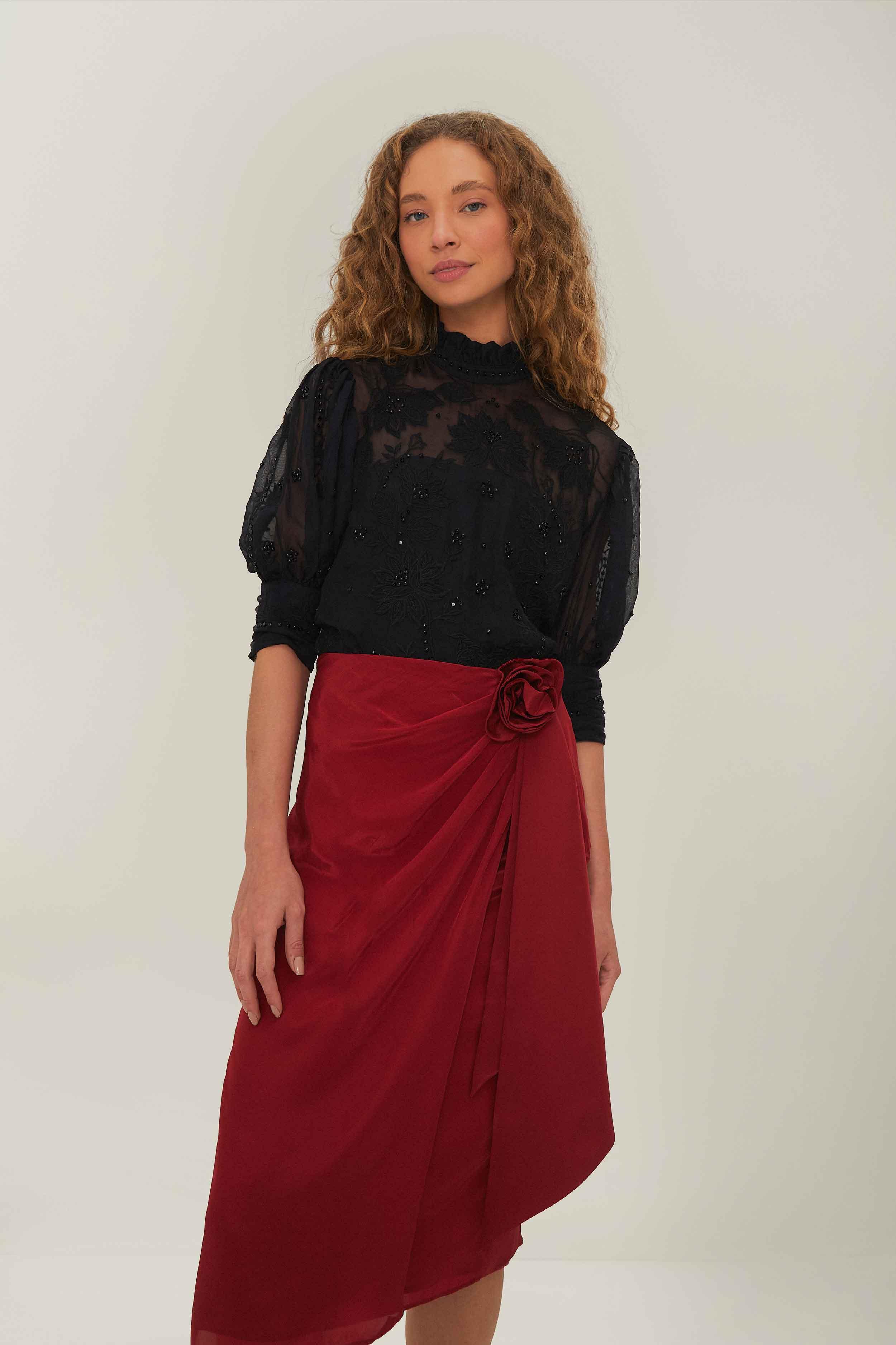 Red Midi Skirt Product Image