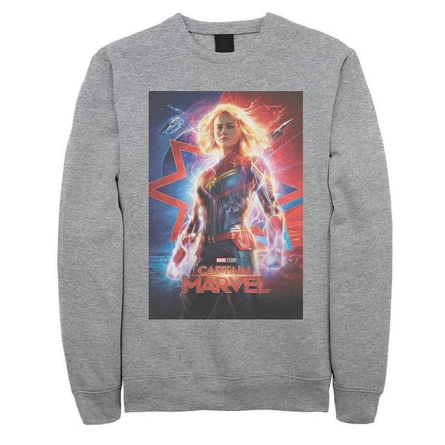 Mens Captain Marvel Poster Sweatshirt Athletic Grey Product Image