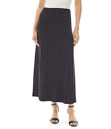 Womens Pleated Knit Midi-Skirt Product Image