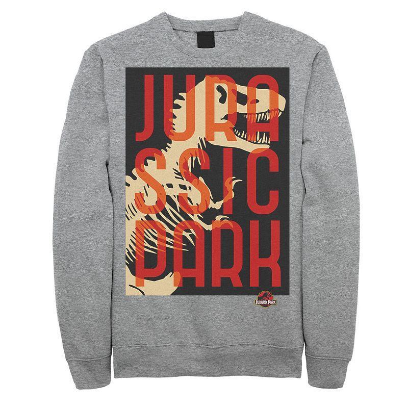 Mens Jurassic Park Split Typography T-Rex Bones Sweatshirt Athletic Grey Product Image