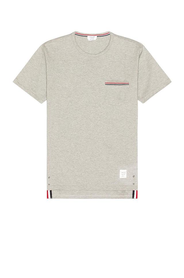 Thom Browne Jersey Cotton Short Sleeve Pocket Tee in Grey Product Image