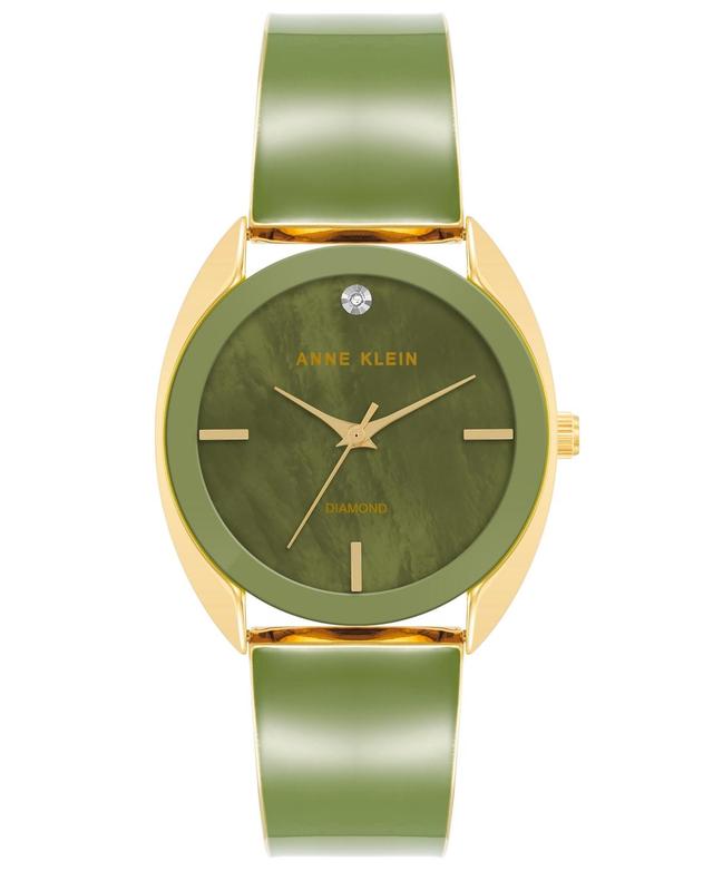 Anne Klein Womens Three-Hand Quartz Green and Gold-Tone Alloy Bangle Watch, 34mm - Gold-Tone, Green Product Image