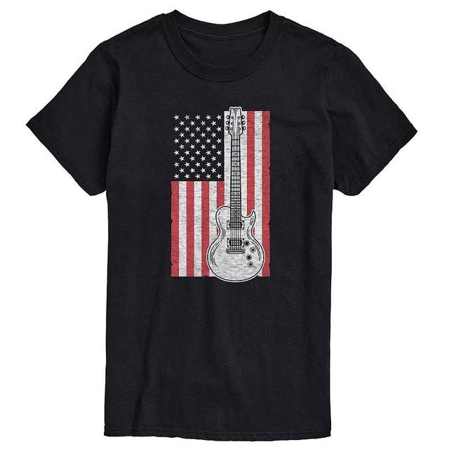 Mens USA Flag Guitar Graphic Tee Med Blue Product Image