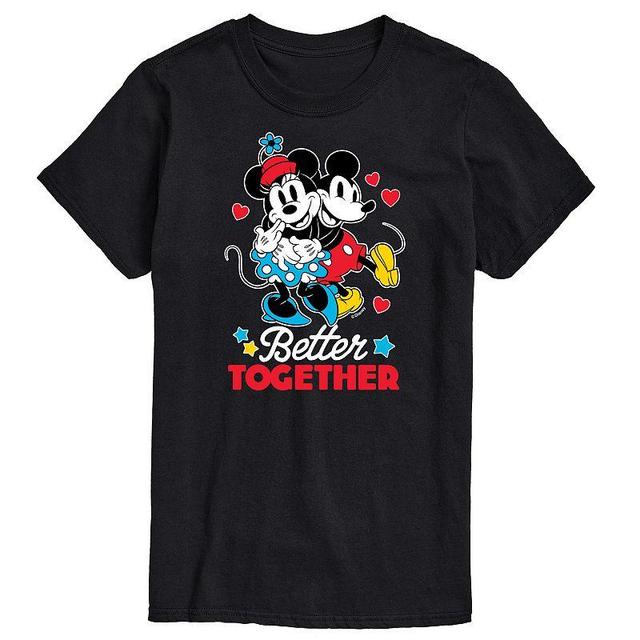 Big & Tall Disney Better Mickey & Minnie Together Tee, Mens Black Product Image