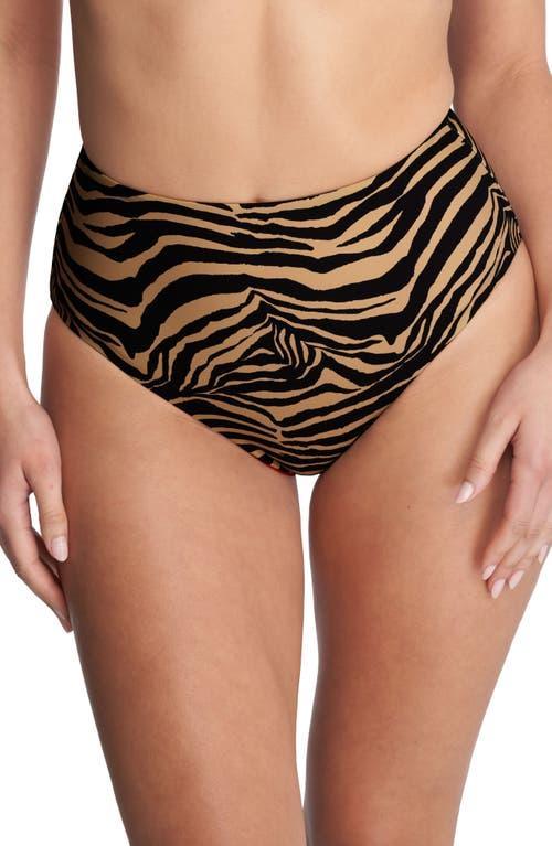 Womens Riviera Reversible High Rise Bikini Bottom - Camel zebra Product Image