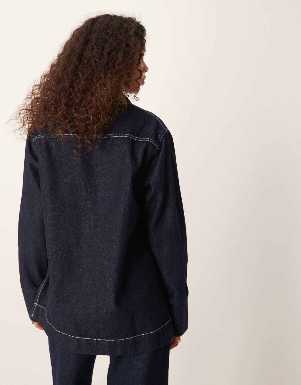 ASOS DESIGN denim rugby shirt in indigo Product Image