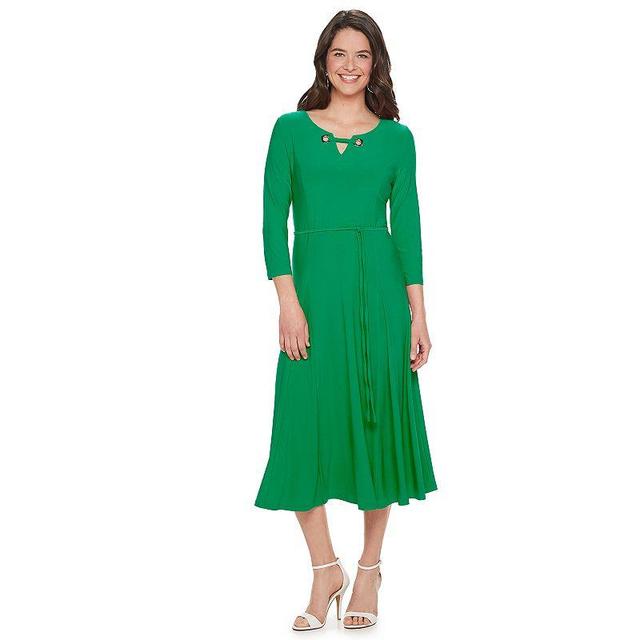 Womens Nina Leonard Grommet-Detail Midi Dress Green Product Image