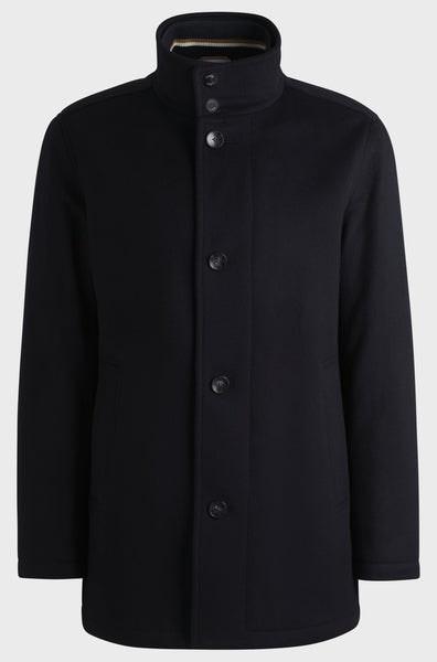 HUGO BOSS Relaxed-fit Short Coat In Wool And Cashmere In Blue Product Image