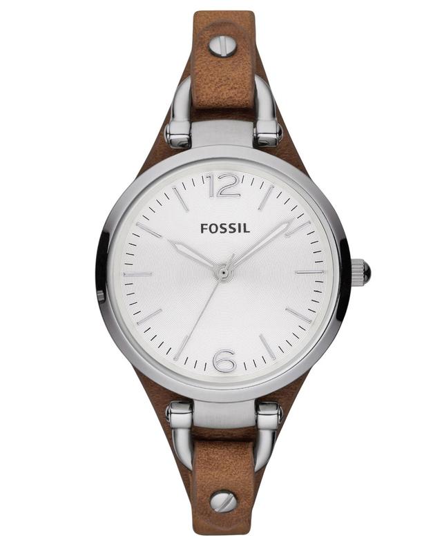 Fossil Womens Georgia Brown Leather Strap Watch 32mm ES3060 Product Image