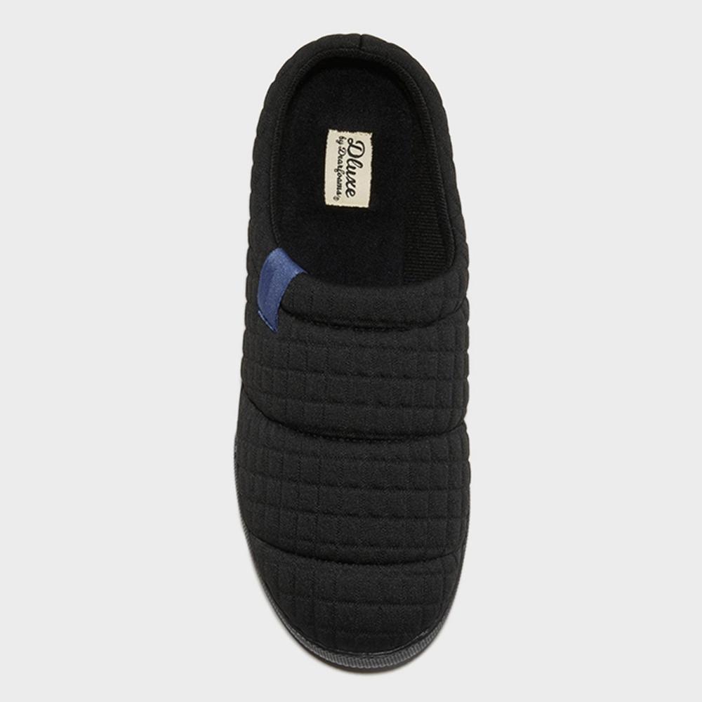 dluxe by dearfoams Men's Julien Plush Jersey Sport Lounge Clog Slippers - Black Product Image