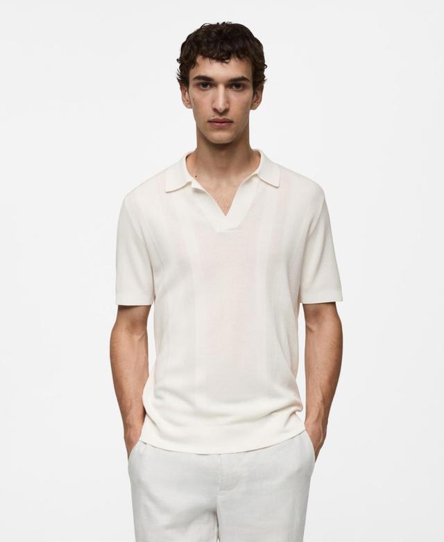 Mango Mens Ribbed Knit Polo Shirt Product Image