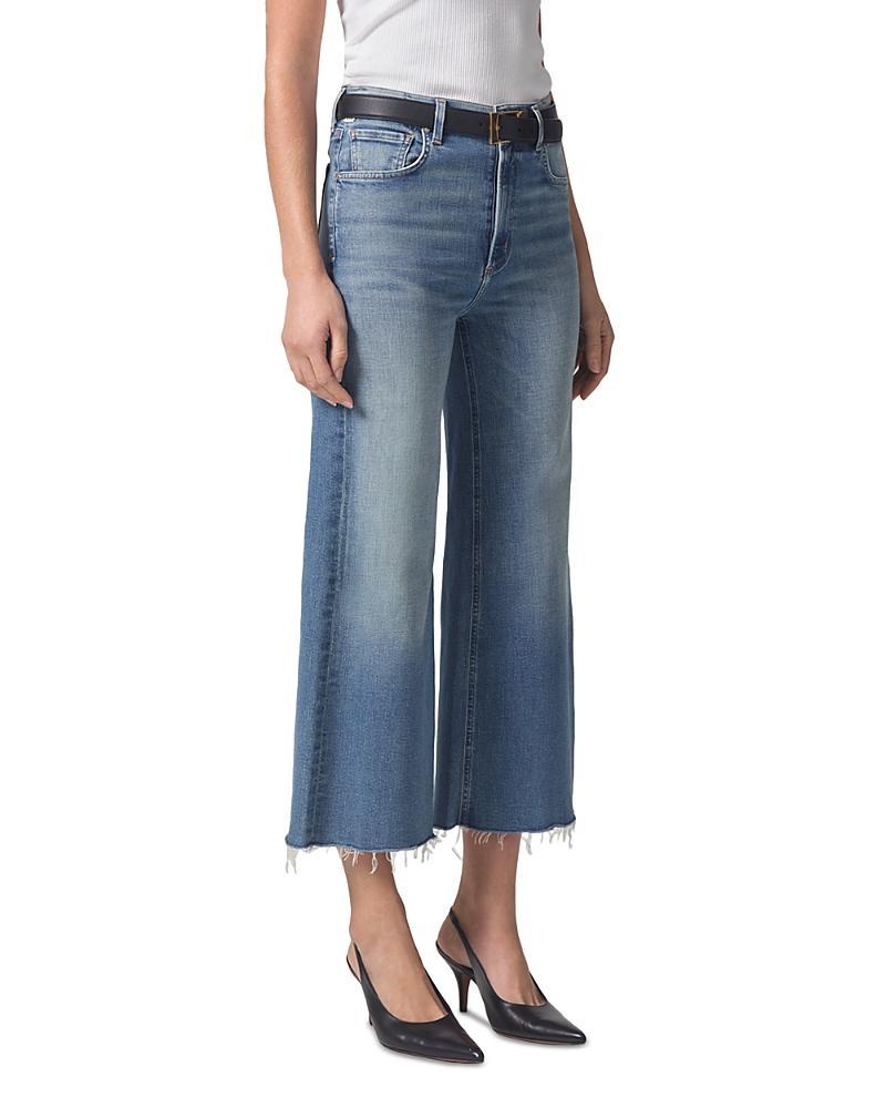 Citizens of Humanity Cropped Wide Leg Jeans in Blue Product Image