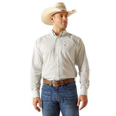 Ariat® Men's L/S Irving White Diamond Print WF Classic Fit Button Shirt Product Image